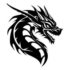 dragon black silhouette logo svg vector, dragon icon illustration.