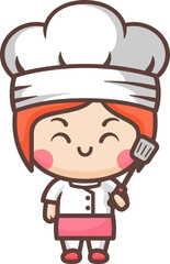 Cute little girl chef character