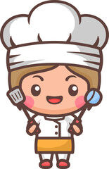 Cute little girl chef character