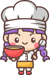 Cute little girl chef character