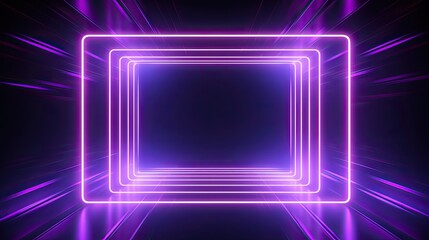 Abstract neon light geometric futuristic background. Glowing neon lines.  Purple Night club empty room technology hitech modern background. banner, poster, cover	