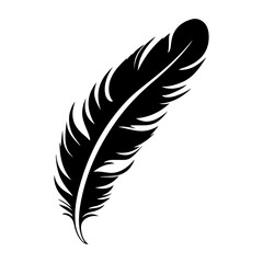 Obraz premium feather black silhouette logo svg vector, feather icon illustration.