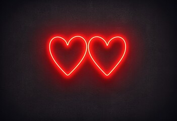 Glowing neon heart on a passionate red textured background, perfect for expressing love and affection, February 14, Valentine's Day