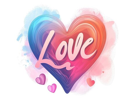 Expressive love image with colorful heart and elegant typography on soft background, love background