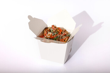 paper containers for asian food delivery on a white background. Mock up. High quality