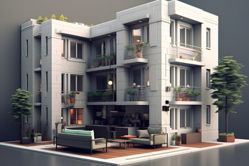 apartment 3d rendering
