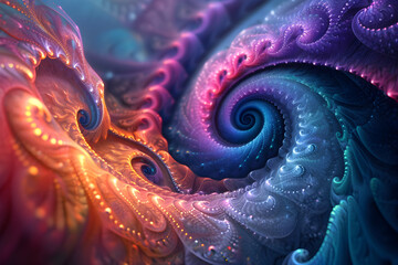 A beautiful and colorful digital fractal background, perfect for use as a vibrant and creative wallpaper or in digital art projects.