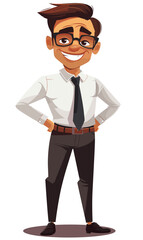 Obraz premium Happy male businessman office worker on white background, vector
