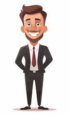 Fototapeta premium Happy male businessman office worker on white background, vector