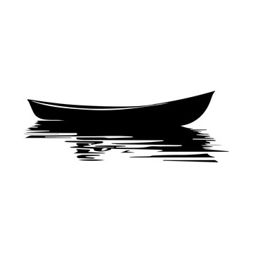 row boat icon illustration, row boat black silhouette logo svg vector