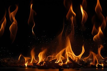 A beautiful illustration of fire background,Boken black background generated by AI