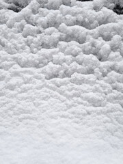 Snow on the roof of a car in winter. Close-up