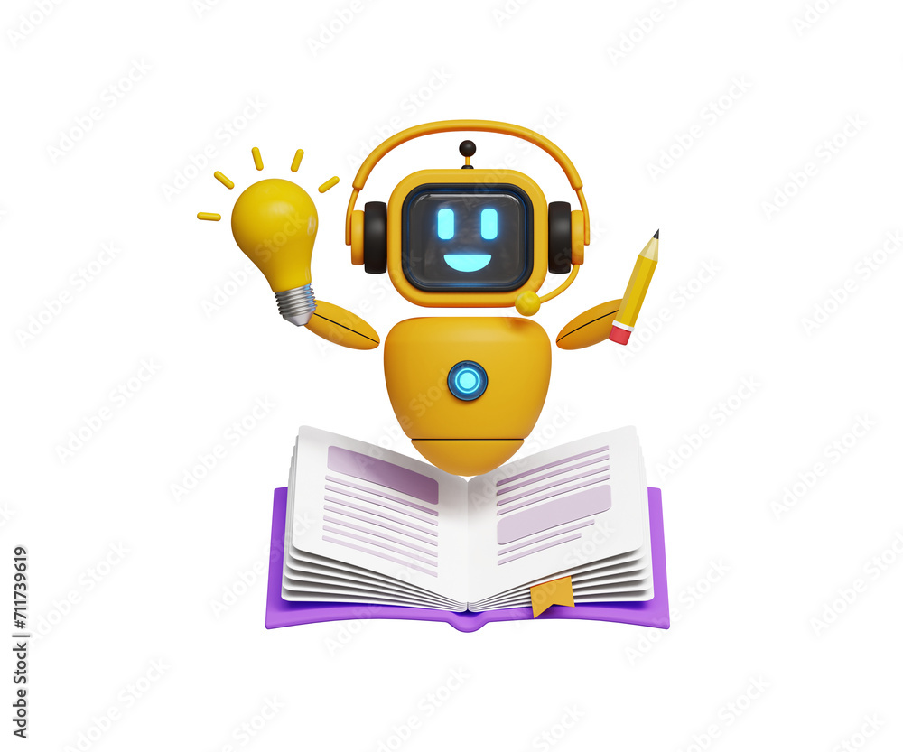 Poster smart ai solution concept. online learning concept. chatbot for support and help. innovation or auto