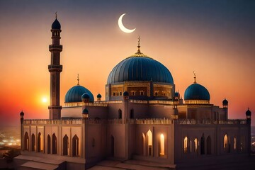 Fototapeta na wymiar Beautiful Landscape mosque, Islamic background Mosque generated by AI