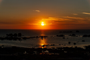Couché de soleil à Ménéham, Finistère, France
