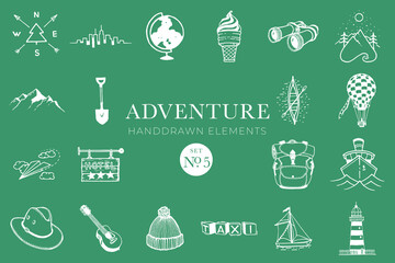 Adventure handdrawn elements, Travel drawings, Illustrations, Travelling, tourism designs, clipart, tattoo