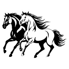 Obraz na płótnie Canvas running mustang horses black silhouette logo svg vector, horses icon illustration.