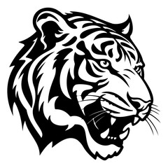 tiger black silhouette logo svg vector, tiger icon illustration.