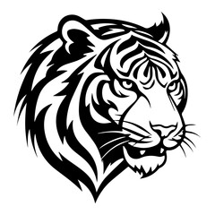 Fototapeta premium tiger black silhouette logo svg vector, tiger icon illustration.