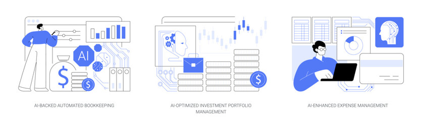 Fototapeta na wymiar Artificial Intelligence for financial management abstract concept vector illustrations.