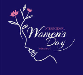 International Women's Day  logo Vector illustration design,abstract woman's face poster.