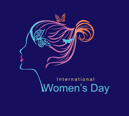 International Women's Day  logo Vector illustration design,abstract woman's face poster.