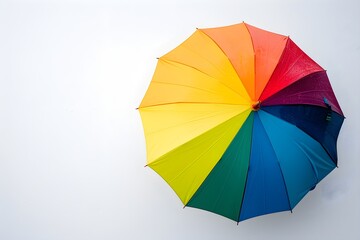 Colorful Rainbow Umbrella Against White Background