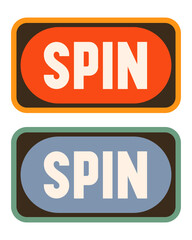 Spin button. Retro spin button isolated on white background.