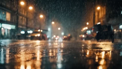 Wandaufkleber Metropoli Bagnata- Catturando il Dramma di una Pioggia Abbondante sulle Strade Urbane © Benedetto Riba