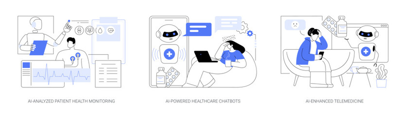 AI technology in Healthcare abstract concept vector illustrations.