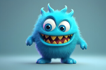 3d rendering cute monster Banshee cartoons