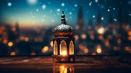 Ramadan Lantern Moon in the background
