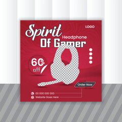 Headphone sale for social media post or square banner template