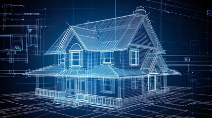 House under construction blueprint made with Ai generative technology