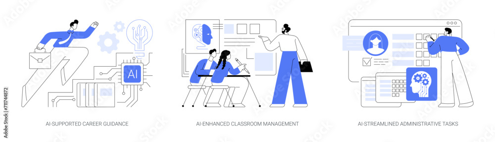 Poster ai in learning management abstract concept vector illustrations.