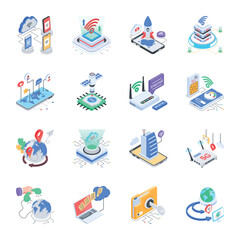 Modern Bundle of IOT Isometric Icons

