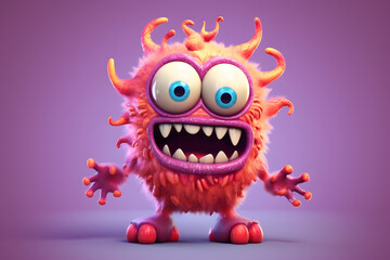 Naklejka premium 3d rendering cute monster Banshee cartoons