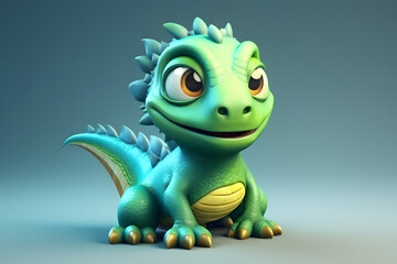 Fototapeta premium 3d rendering cute monster Basilisk cartoon