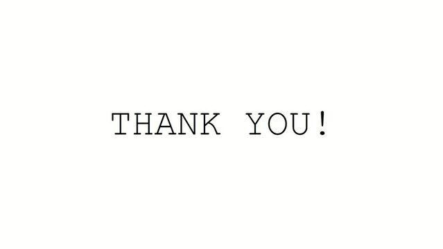 The Word 'THANK YOU' Writing Animation on White Background