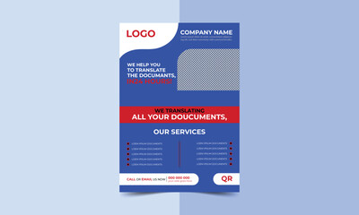 One sighed Business Flyer A4 size Poster Modern Creative Design Template with soft Red and Sky color For Professional Business