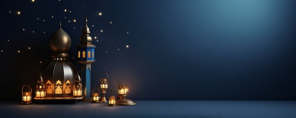 Ramadan celebration background with empty copy space Generative Ai