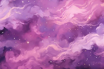 Foto auf Leinwand Mauve magic starry night. Seamless vector pattern with stars texture marble © Michael