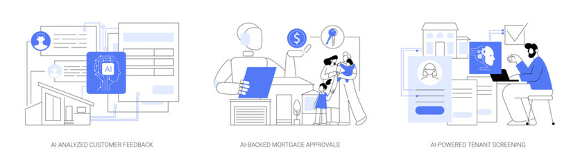 Real Estate Management with AI abstract concept vector illustrations.