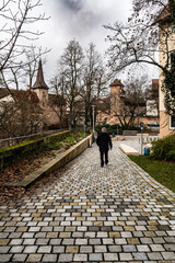 Fototapeta na wymiar walking through the streets of the old town of Nuremberg