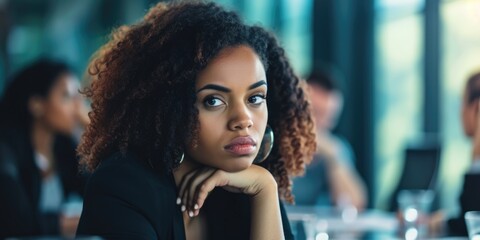 Reflective Businesswoman in Meeting