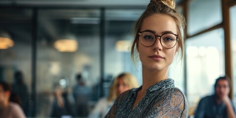 Confident Young Woman in Modern Office