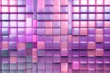 Mosaic cubic geometrical wall in lilac, very light gray, light silver, pastel pink, muted purple pink tones.
