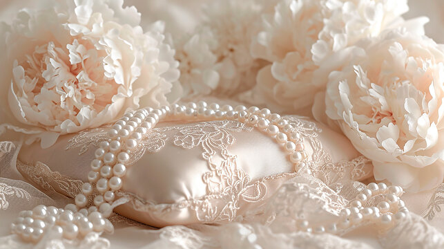 Detalle Elegante de Perlas y Encaje para Boda