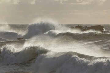 Late evening stormy seascape