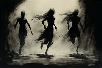 Obraz na płótnie Canvas Elusive shadow walkers, slipping through the darkness and leaving no trace behind - Generative AI